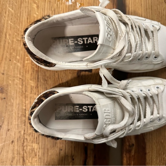 Golden Goose Pure Star Sneakers with Leopard Print Heel Tab Size 37 - Picture 5 of 10